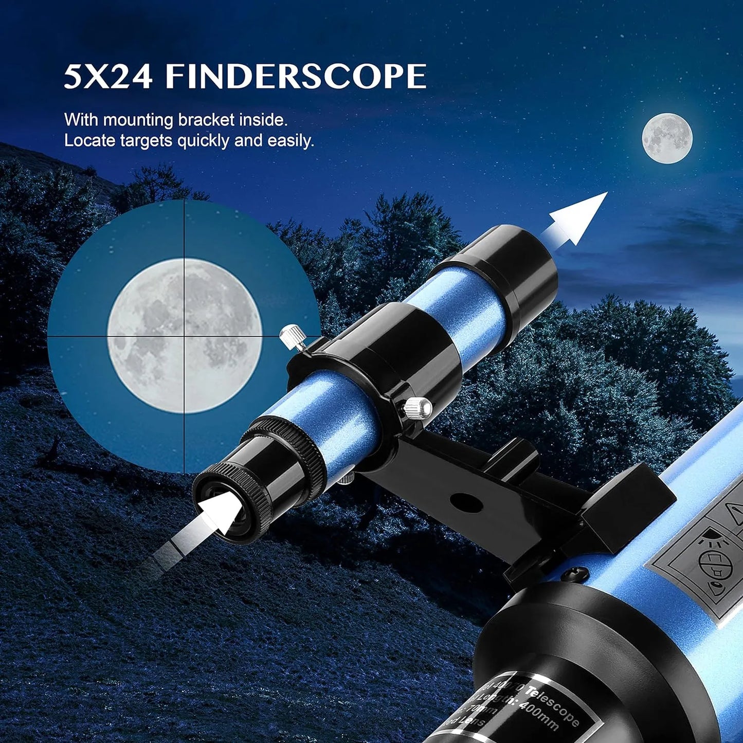 Telescopio Aomekie 70/400 Con Adaptador De Telefono Ideal Para Principiantes Y Niños