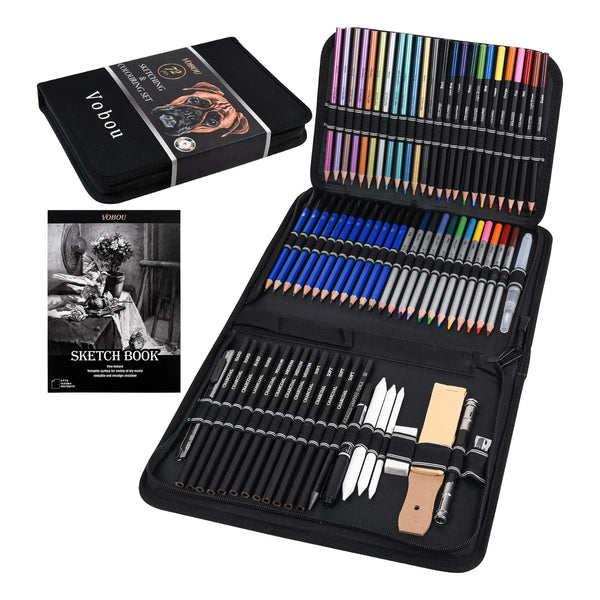 Kit De 72 Suministros Artísticos Profesionales Lápices De Colores Y Bocetos