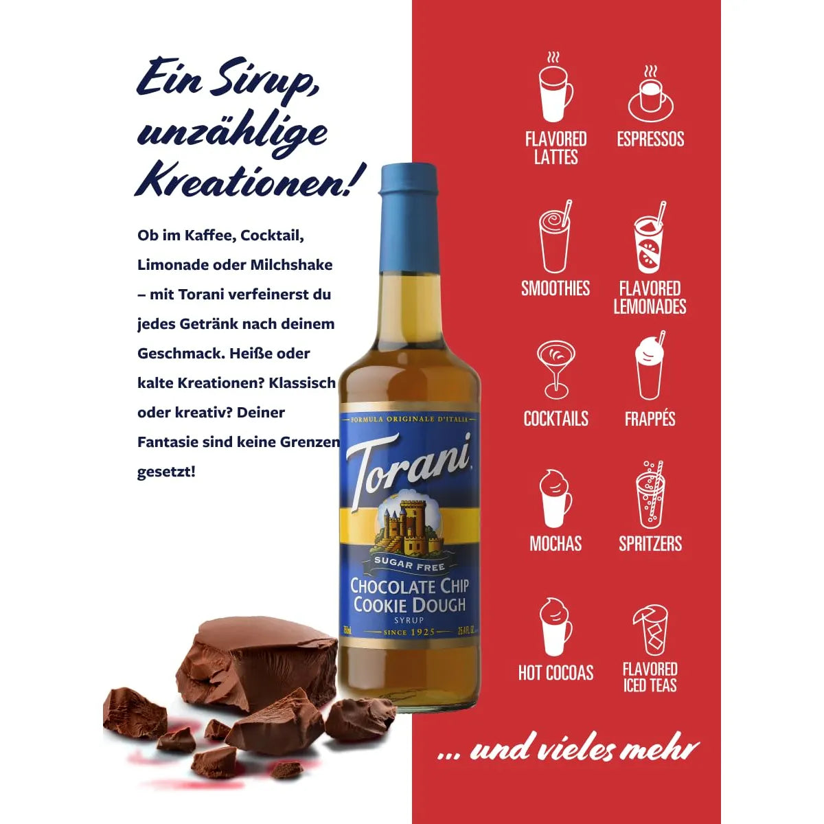 Jarabe Torani Masa De Galletas Con Chispas De Chocolate Sin Azúcar 25.4 Fl Oz