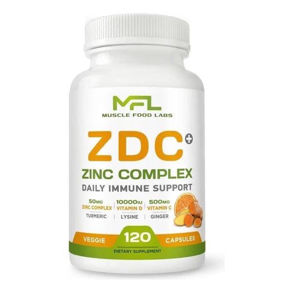 Vitamina C 500mg Con D3 Zinc Curcuma Jengibre Lisina Capsulas Vegetales 120 Unidades