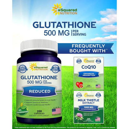 Glutatión 500 Mg Antioxidante Salud Hígado Piel 200 Cápsulas Vegano