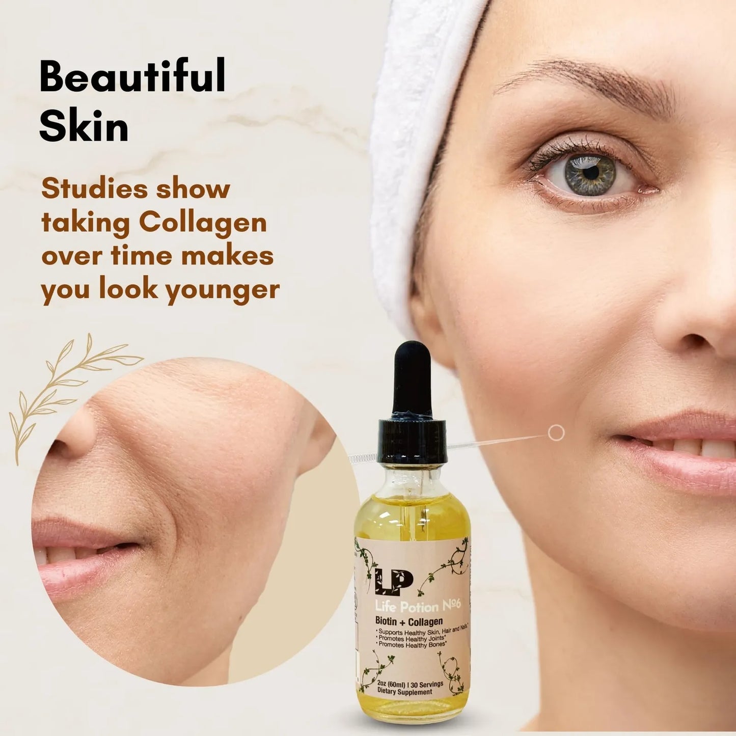 Life Potion 06 Colageno Y Biotina Crecimiento Cabello Extra Fuerte 50000 Mcg