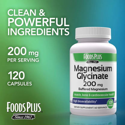 Glicinato De Magnesio 200 Mg Alta Biodisponibilidad Salud Muscular Y Osea 60 Porciones