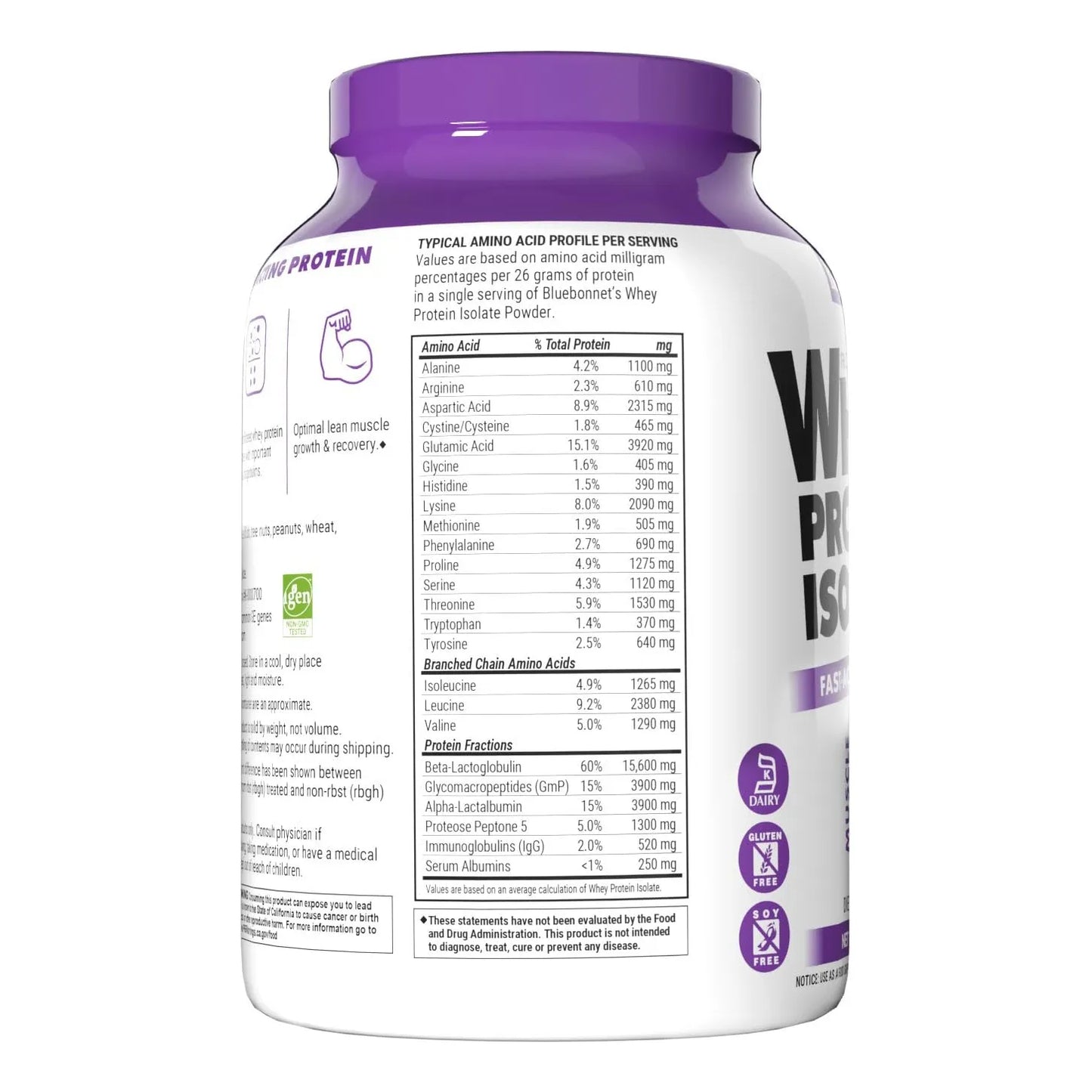 Proteina De Suero De Leche Aislada Sin Azucar Ni Gluten 2.2 Lb Sabor Original