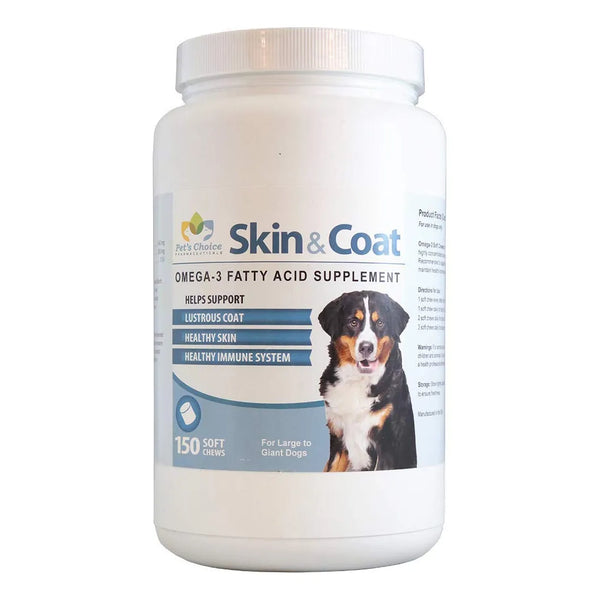 Masticables Suaves Omega 3 Para Perros Grandes Y Gigantes Pets Choice Pharmaceuticals 150 Unidades