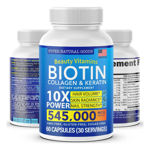 Vitaminas De Biotina Colágeno Queratina Folato Para Crecimiento Cabello Piel Uñas