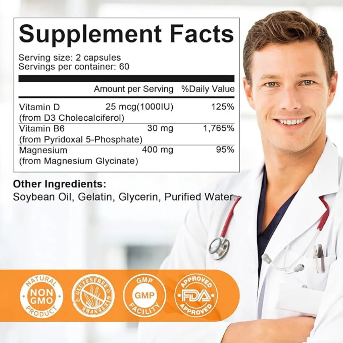 Glicinato De Magnesio 400mg Con B6 Y D3 Alta Absorción - Imagen 4