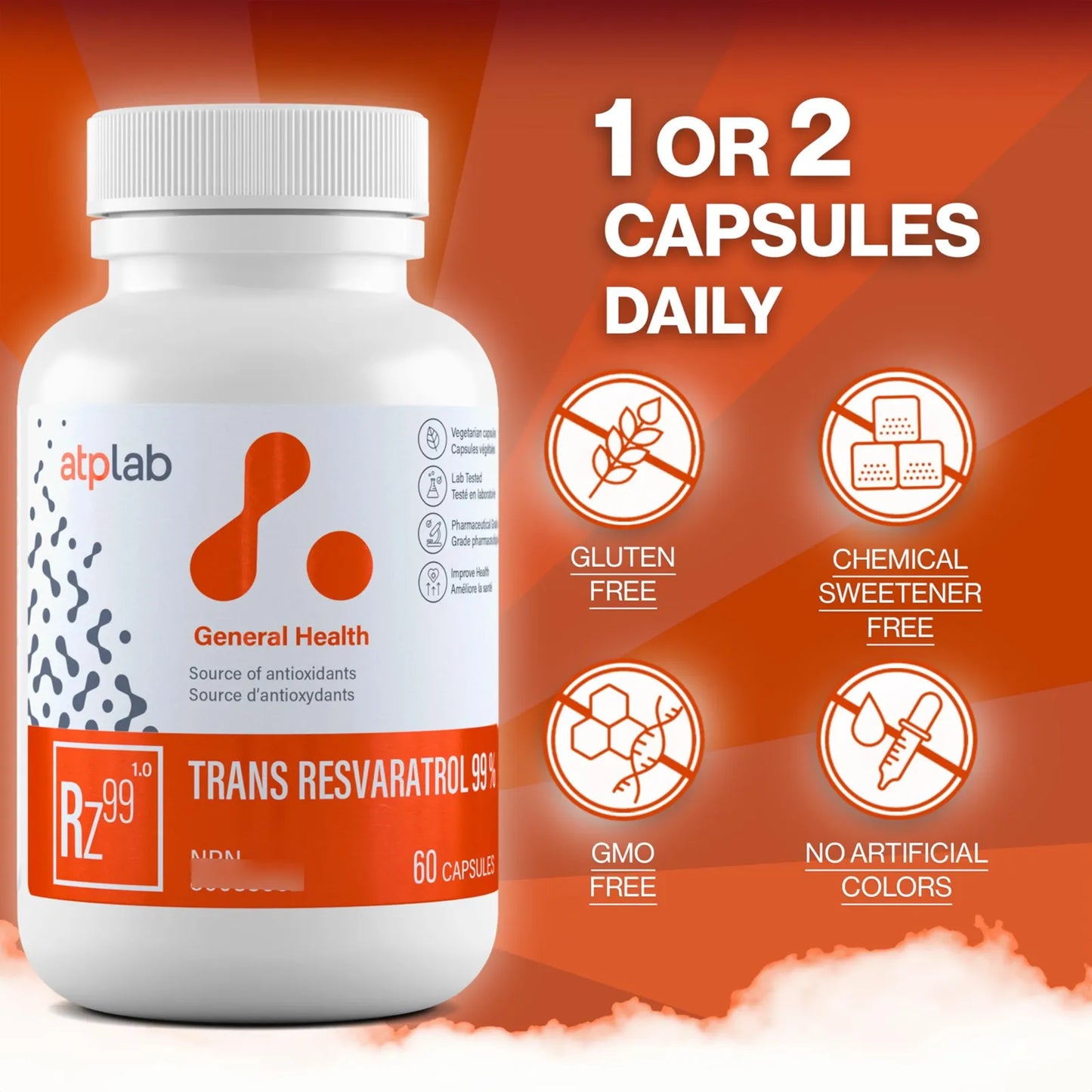Trans Resveratrol 99 60 Capsulas Antioxidante Natural Piel Joven Y Energia