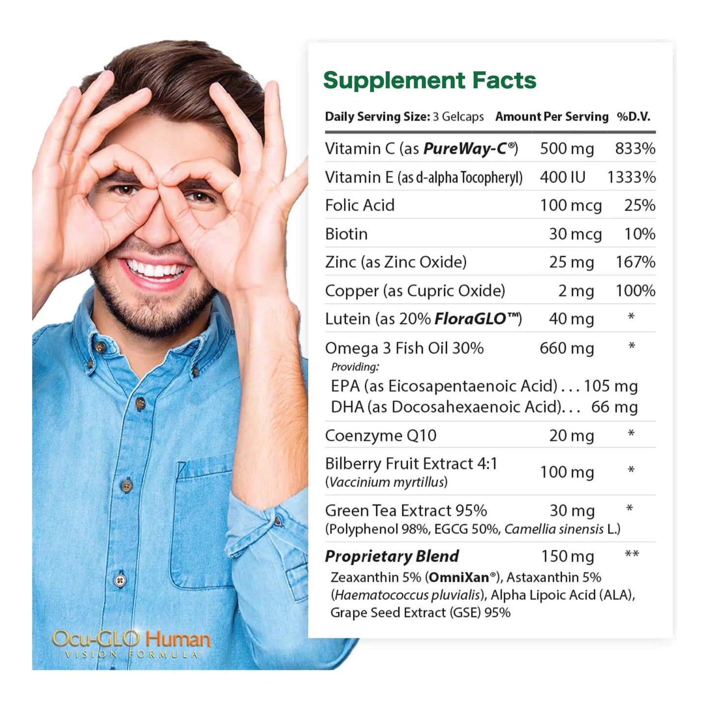 Ocu GLO Human Vision Formula 90 Capsulas Suplemento Salud Ocular