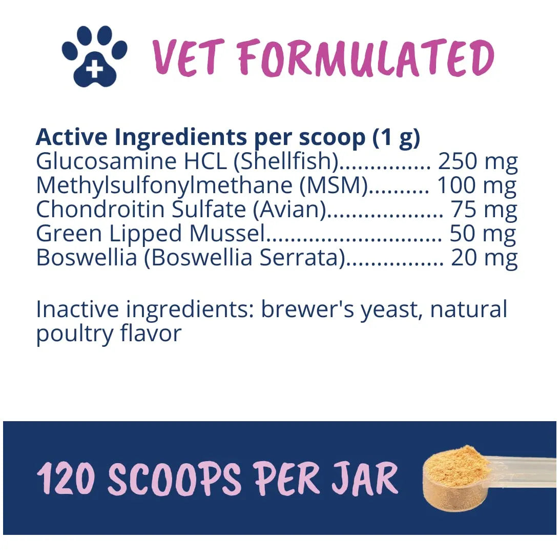 Polvo Para Articulaciones Caderas Perros Glucosamina Condroitina Antioxidantes
