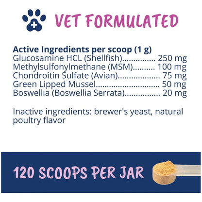 Polvo Para Articulaciones Caderas Perros Glucosamina Condroitina Antioxidantes