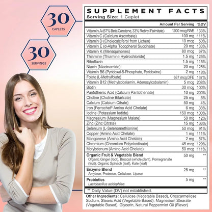 Multivitaminico Mujer Probioticos Metilfolato B12 Soporte Inmunologico Energia Diaria