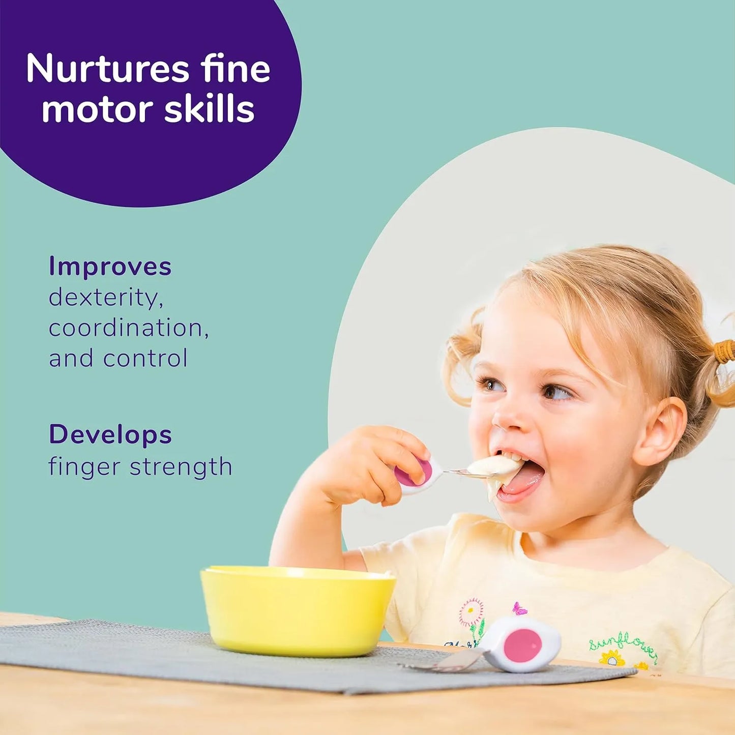 Set Cubiertos Niños 12 Meses Doddl Cuchara Tenedor Ergonómico Alimentación Autónoma