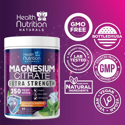 Polvo De Magnesio Citrato Sin Sabor Soporte Huesos Corazon Y Musculos