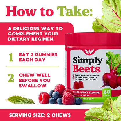 Gomitas SimplyBeets Para Presión Arterial Y Energía 60 Unidades