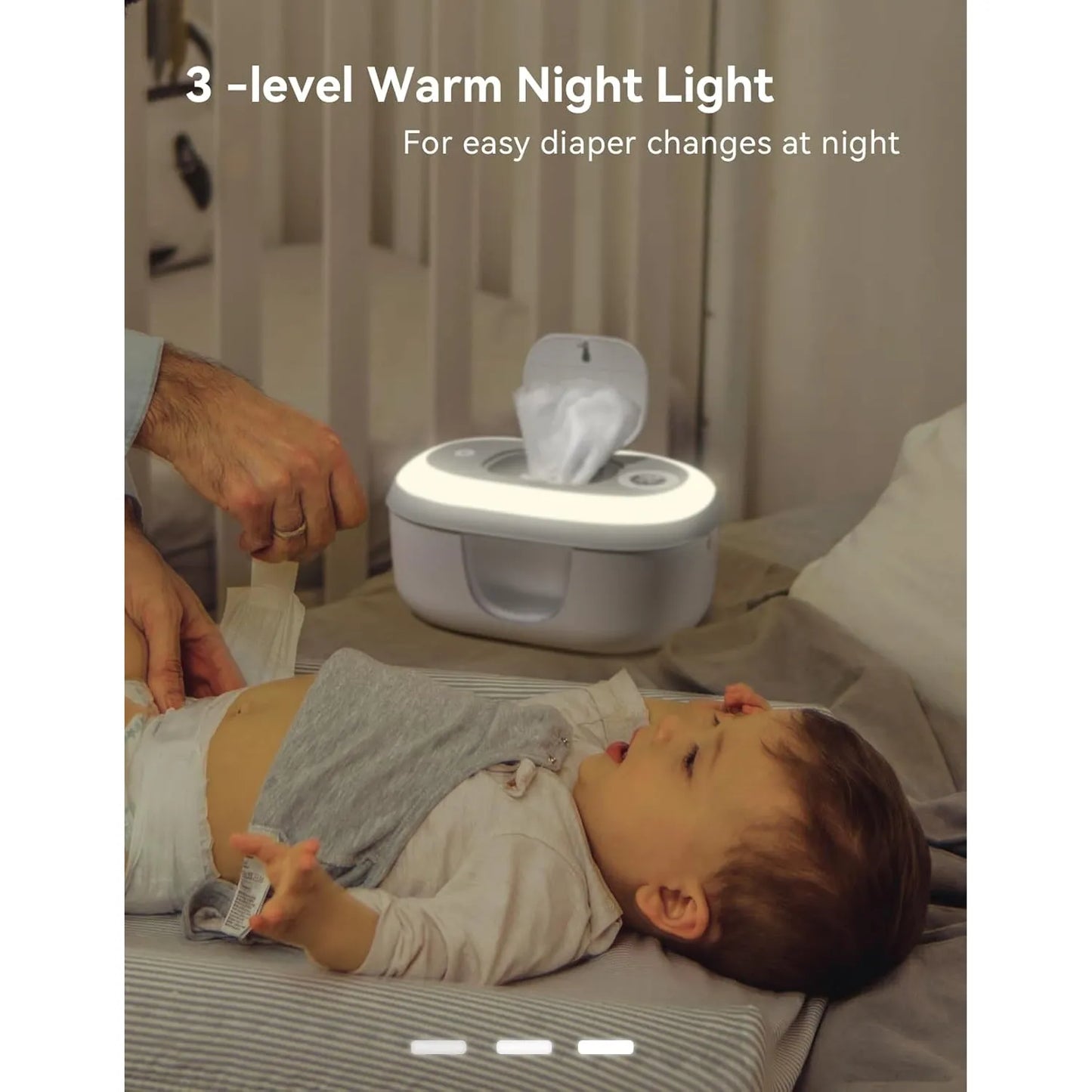 Calentador Y Dispensador De Toallitas Húmedas Para Bebés Con Luz Nocturna Y Control De Temperatura