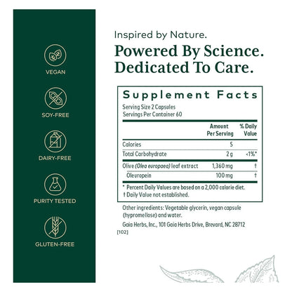 Gaia PRO Hoja De Olivo 1360 Mg Extracto Concentrado Para Bienestar Inmunológico