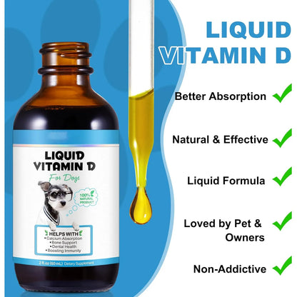 Vitamina D Liquida Para Perros 60 Ml Huesos Fuertes Sistema Inmunologico