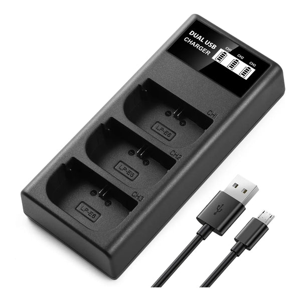 Cargador Usb Lcd Triple Ranura Para Camaras Canon Eos 5d Seguro Y Rapido