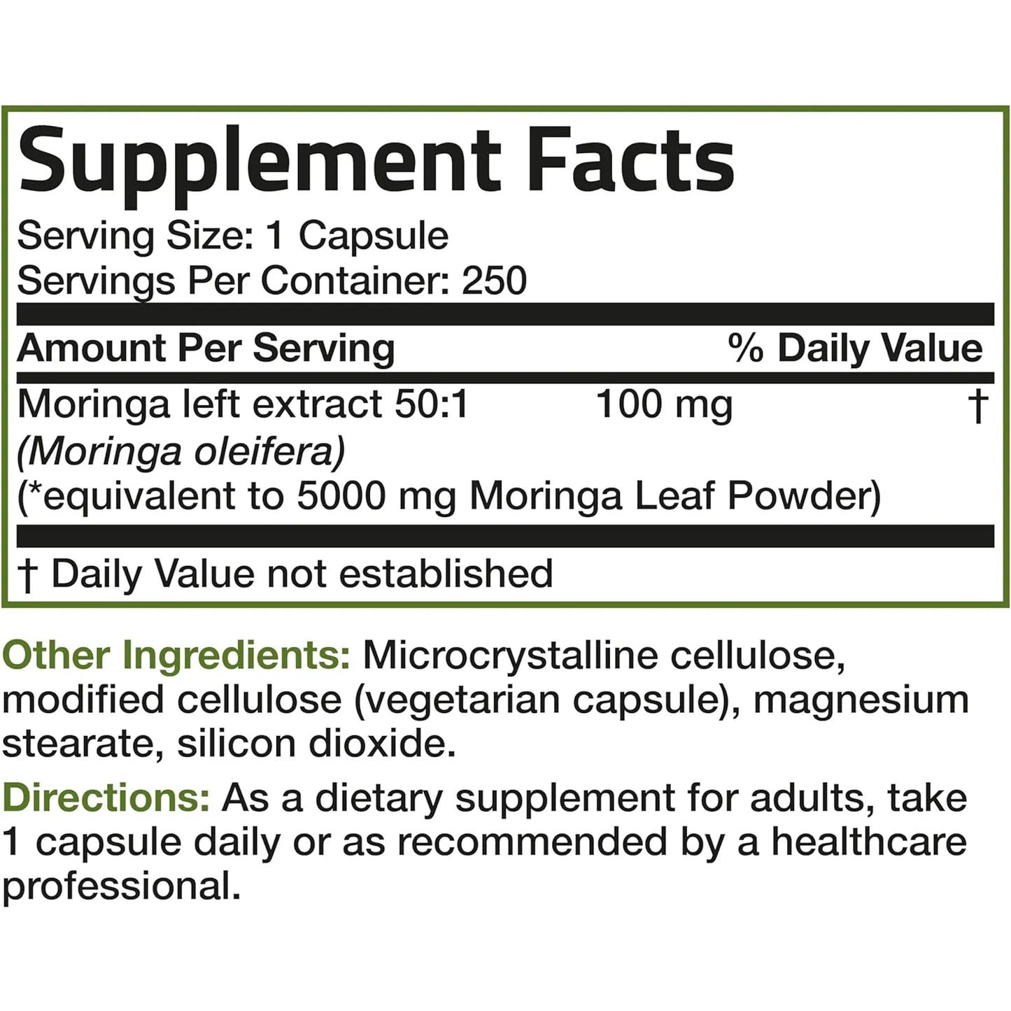 Moringa Oleifera 5000 Mg Extra Fuerza 250 Capsulas Superalimento Natural