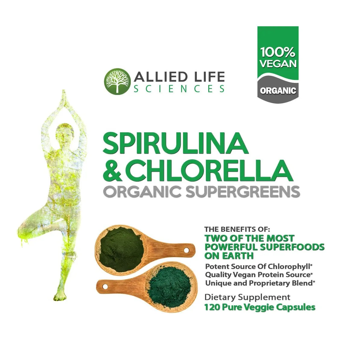 Proteina Vegana De Clorofila Spirulina Y Chlorella Superalimento Verde Desintoxicante
