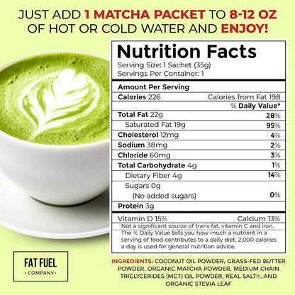 Grasa Premium Matcha Orgánica Instantánea Con Mantequilla Y Mct Energía Keto