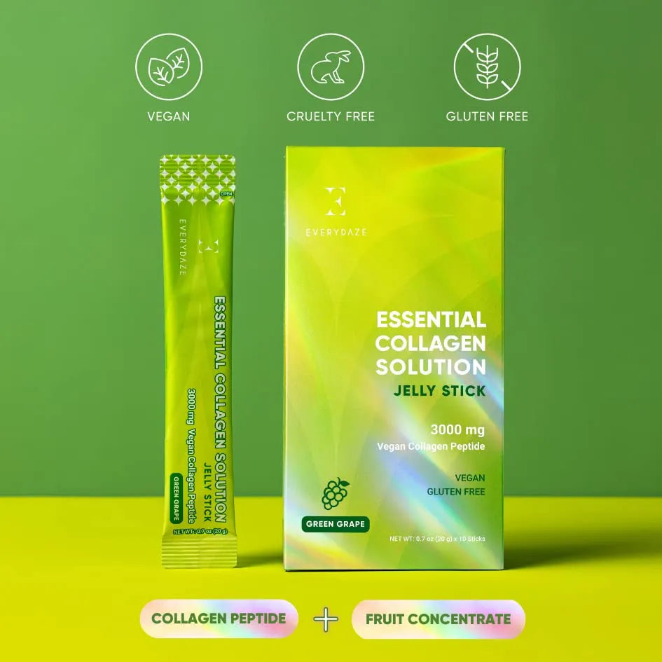 Gel De Colágeno Esencial En Polvo Sabor Uva Verde 10 Paquetes Cabello Piel Uñas