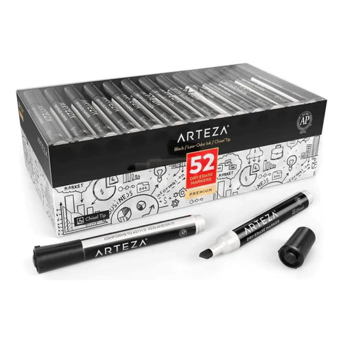Marcadores Negros Pizarra Blanca Punta Cincel Arteza Pack 52 Unidades