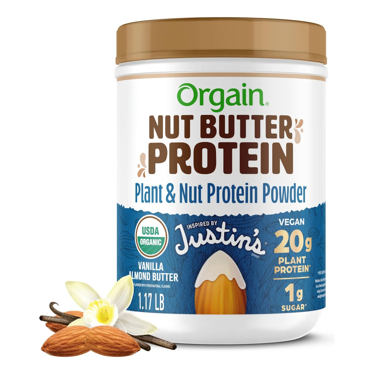 Proteína En Polvo De Mantequilla De Nuez Orgánica Vegana Sin Gluten Y Sin Lácteos