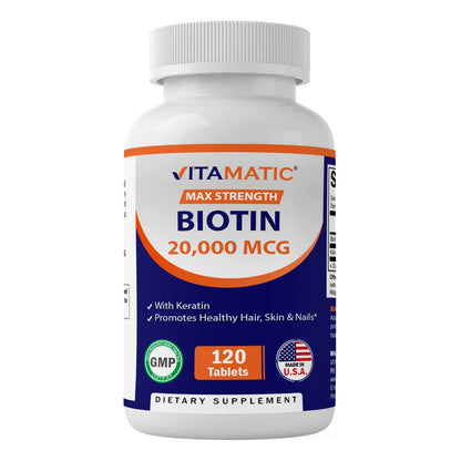 Biotina 20000 Mcg Con Queratina 100 Mg 120 Tabletas Cabello Piel Uñas