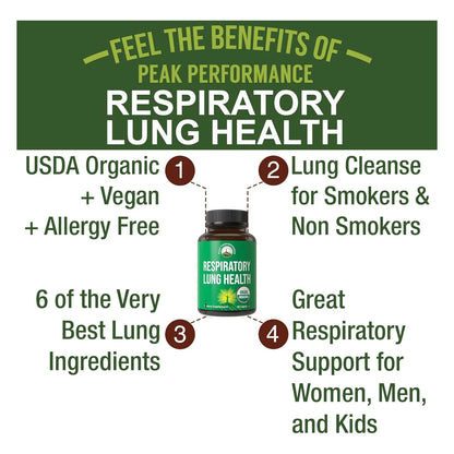 Suplemento Detox Pulmonar Orgánico 6 En 1 Limpieza Respiratoria Certificado USDA