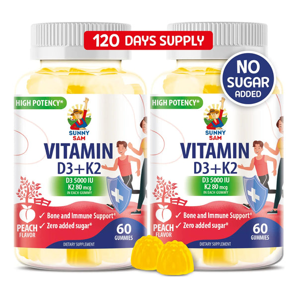 Gomitas Vitamina D3 K2 5000 UI Soporte Inmunologico Y Oseo Sabor Delicioso Veganas