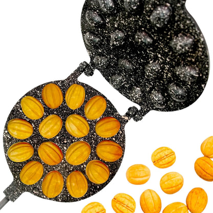 Molde Para Galletas De Nuez Antiadherente 16 Mitades Revestimiento Granito
