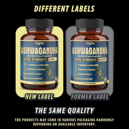 Ashwagandha 5200 Mg Con Jengibre Curcumina Rhodiola Rosea 90 Capsulas Vegano