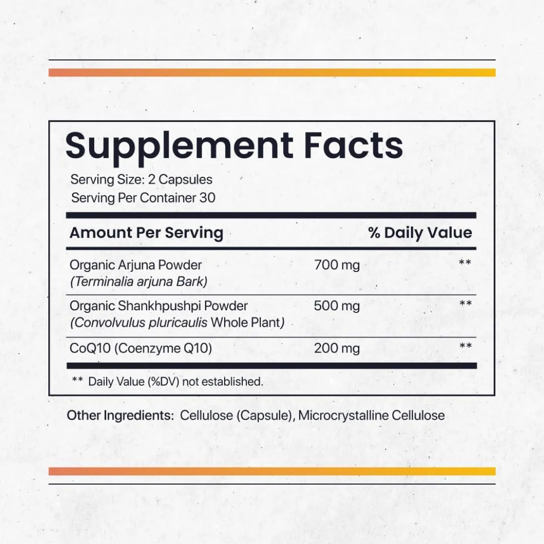 Coenzima Q10 Natural Con Arjuna Y Shankhpushpi Soporte Cardiaco Y Energía