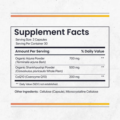 Coenzima Q10 Natural Con Arjuna Y Shankhpushpi Soporte Cardiaco Y Energía