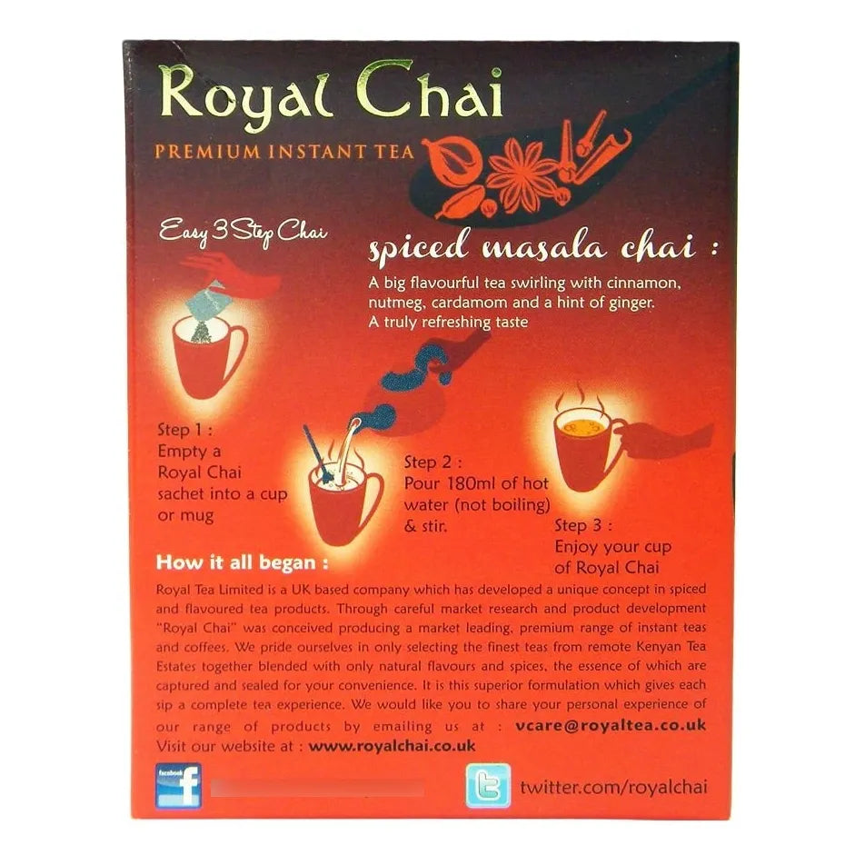 Té Instantáneo Premium Masala Endulzado Royal Chai Pack X2 Sabores Exóticos