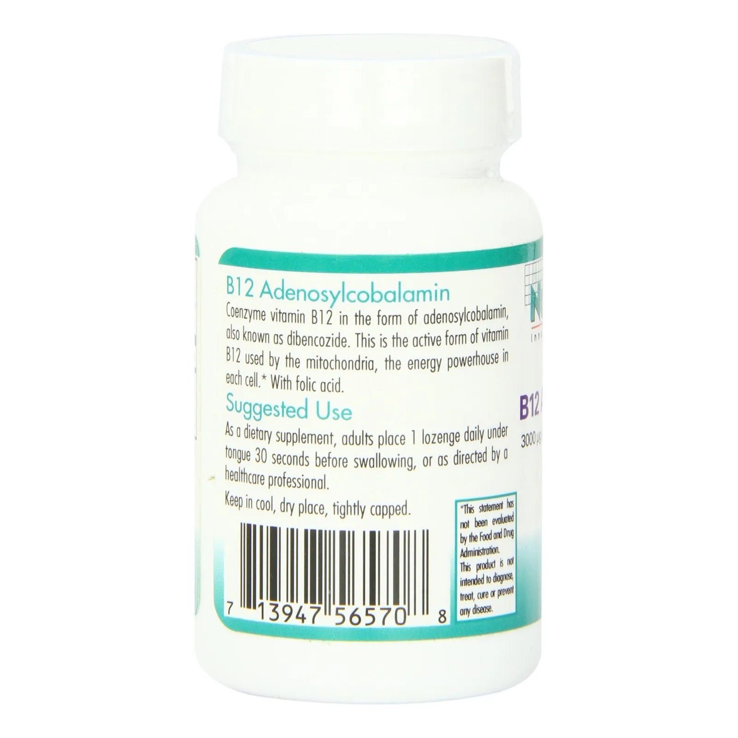 NutriCology B12 Adenosylcobalamin 3000 Mcg 60 Pastillas Salud Cerebral