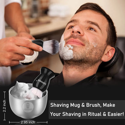 Kit De Afeitado Premium Hombre Maquinilla Seguridad Cuchillas Repuesto Crema Sandalo Regalo