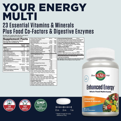 Energía Mejorada Kal 90 Cápsulas Naturales Con Luteína Y ActiSorb