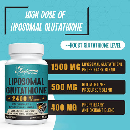 Capsulas Blandas Glutation Liposomal 2400 Mg Absorcion Maxima Antioxidante Piel