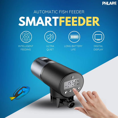 Alimentador Automático Recargable Para Peces 6.8 Fl Oz Programable Y Silencioso