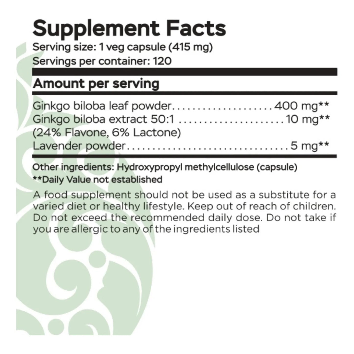 Ginkgo Biloba 120 Cápsulas Suplemento Memoria Concentración Antioxidantes