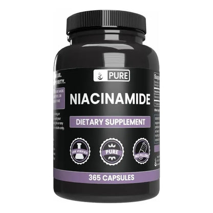 Niacinamida Pura 365 Cápsulas Sin Rellenos Vitamina B3 Esencial