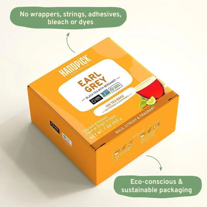 Té Negro Earl Grey Orgánico HANDPICK 100 Bolsitas Doble Bergamota