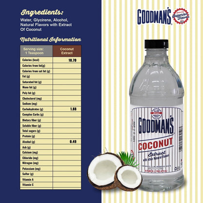 Extracto De Coco Tropical Goodmans Sin Gluten Y Kosher Para Postres Y Bebidas