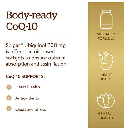 Ubiquinol 200 Mg 30 Capsulas Blandas Solgar Funcion Cardiaca Cerebral