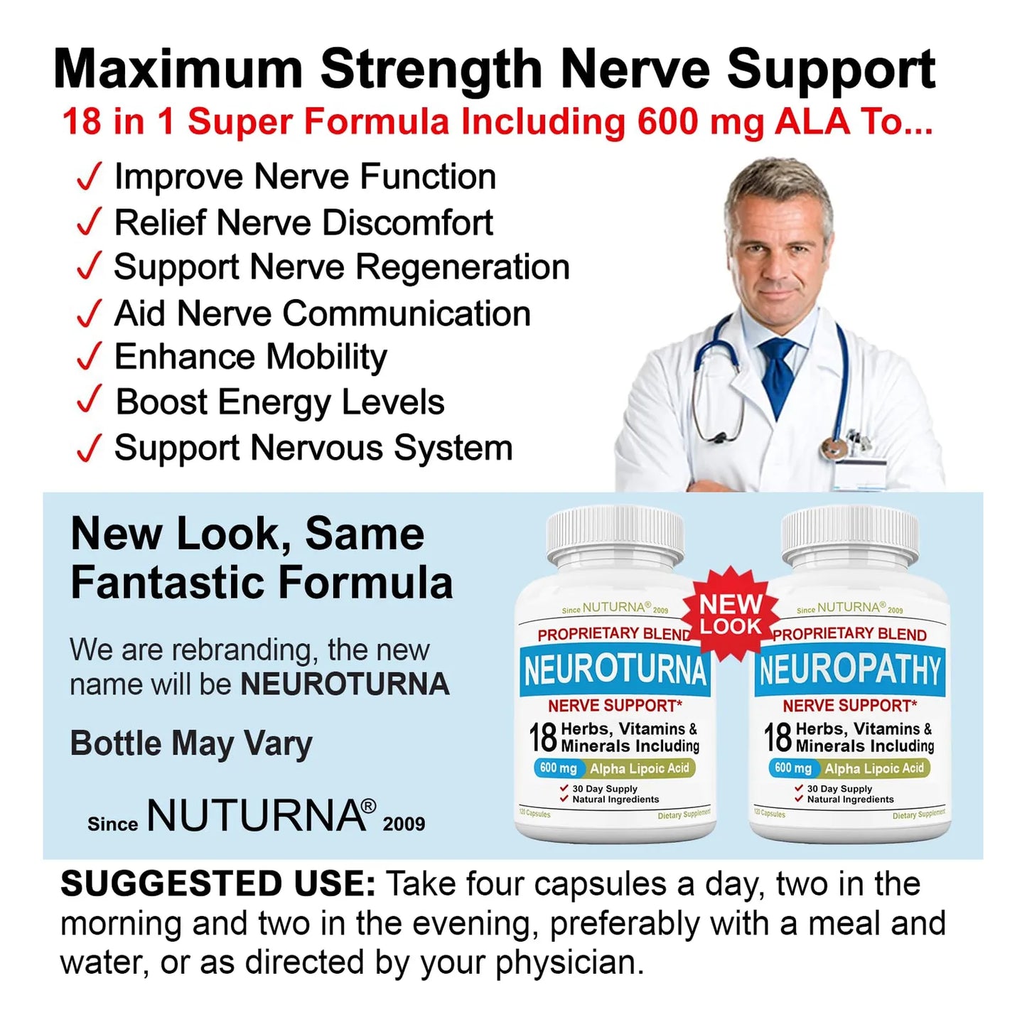 Soporte De Neuropatía Con Ácido Alfa Lipoico 600 Mg Y 18 Ingredientes Premium