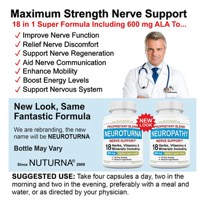 Soporte De Neuropatía Con Ácido Alfa Lipoico 600 Mg Y 18 Ingredientes Premium
