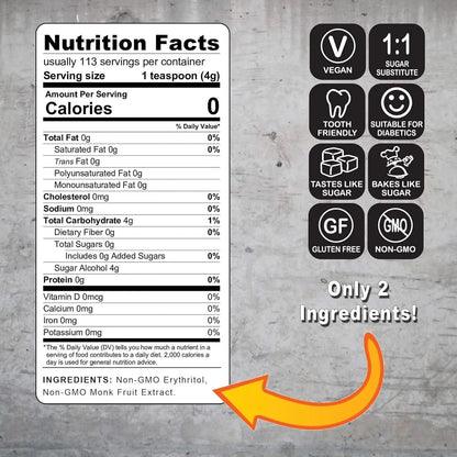 Monk Zero Edulcorante Natural Fruta Monje Sin Calorias Keto Y Vegano